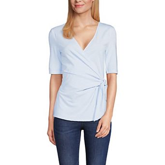 Women's Lands' End Elbow Sleeve Side Tie Blouse