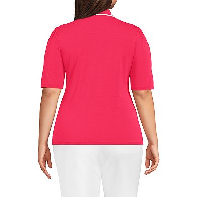 Plus Size Lands' End Elbow Sleeve Polo Top