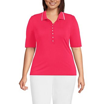 Plus Size Lands' End Elbow Sleeve Polo Top