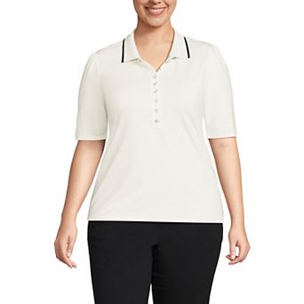 Plus Size Lands' End Elbow Sleeve Polo Top