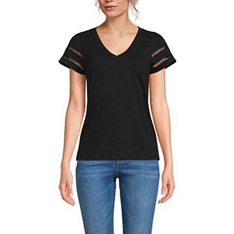 Women's Lands' End Flutter Sleeve V-Neck Tee