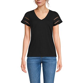 Women's Lands' End Flutter Sleeve V-Neck Tee