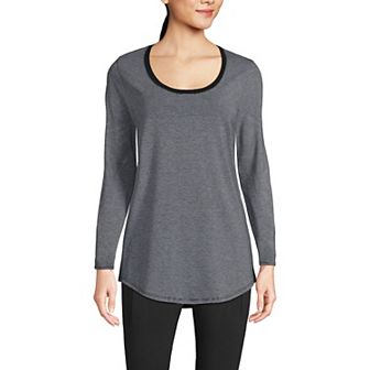 Women's Lands' End Long Sleeve Power Performance Scoop Neck Tunic Tee