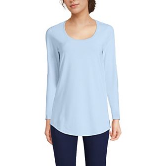 Women's Lands' End Long Sleeve Power Performance Scoop Neck Tunic Tee