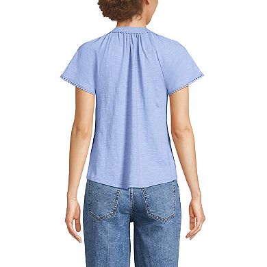 Women's Lands' End Short Sleeve Notch Neck Top