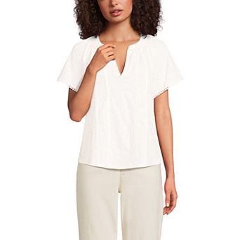 Women's Lands' End Short Sleeve Notch Neck Top