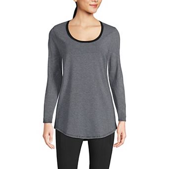 Petite Lands' End Long Sleeve Scoop Neck Curved Hem Tunic Tee