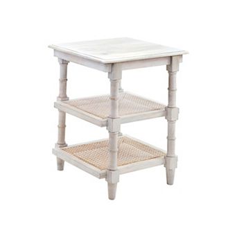 Carolina Living Wood & Cane 3 Shelf Side Table