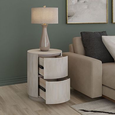 Carolina Living Kingston 2 Drawer Round Nightstand