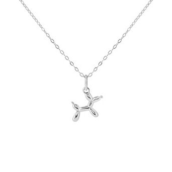 PRIMROSE Polished Sterling Silver Balloon Dog Pendant Necklace