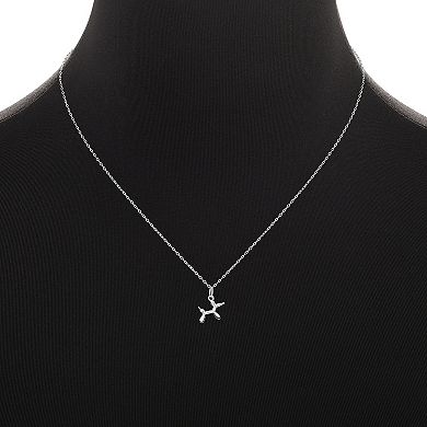PRIMROSE Polished Sterling Silver Balloon Dog Pendant Necklace