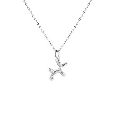 PRIMROSE Polished Sterling Silver Balloon Dog Pendant Necklace