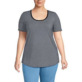 Plus Size Lands' End Short Sleeve Scoop Neck Tunic T-Shirt