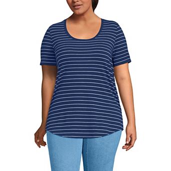 Plus Size Lands' End Short Sleeve Scoop Neck Tunic T-Shirt