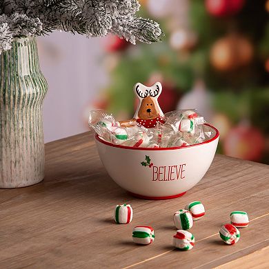 Home Essentials Reindeer Peekaboo 12 oz Ceramic Serving Bowl