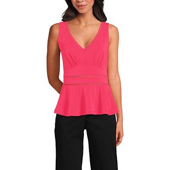 Women's Lands' End Lightweight Jersey Peplum V-Neck Tank Top