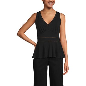 Women's Lands' End Lightweight Jersey Peplum V-Neck Tank Top