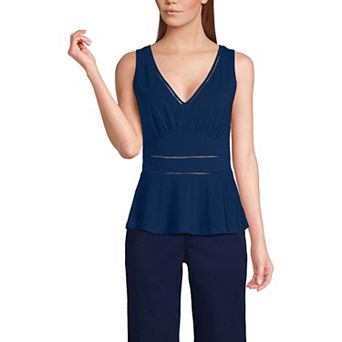 Women's Lands' End Lightweight Jersey Peplum V-Neck Tank Top