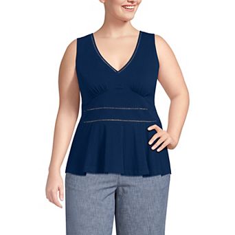 Plus Size Lands' End Lightweight Peplum V-Neck Tank Top