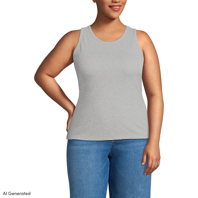 Plus Size Lands' End Drapey Rib Skimming Tank Top, Women's, Size: 3XL, Gray Grey