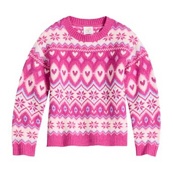 Girls 4-12 Jumping Beans® Jacquard Crewneck Pullover Sweater