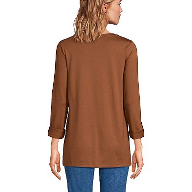 Petite Lands' End Adjustable 3/4 Sleeve Boatneck Tunic Top
