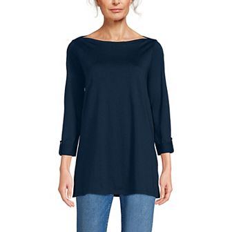 Petite Lands' End Adjustable 3/4 Sleeve Boatneck Tunic Top