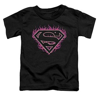 Superman Fuchsia Flames Short Sleeve Toddler T-Shirt