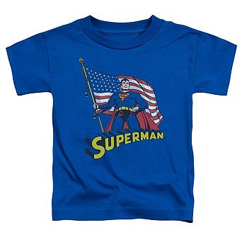 Superman American Flag Short Sleeve Toddler T-Shirt