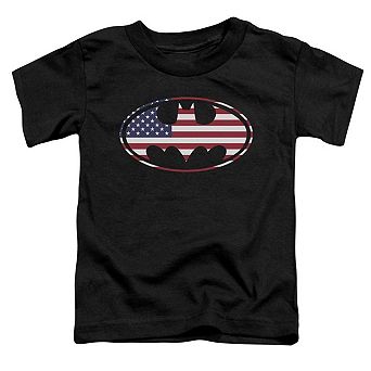 Batman American Flag Oval Short Sleeve Toddler T-Shirt