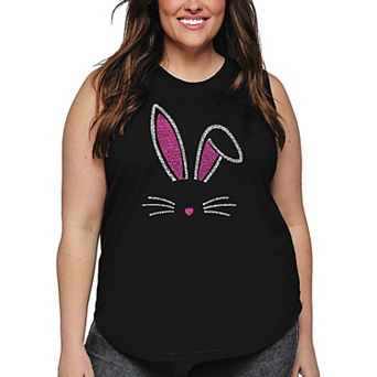 Women's Plus Size Word Art Tank Top - Bunny Ears