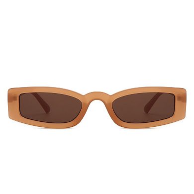 Retro Rectangle Slim Tinted Square Narrow Sunglasses