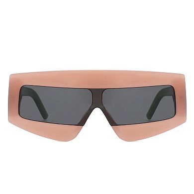 Oversized Rectangle Square Tinted Flat Top Sunglasses
