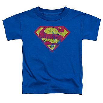 Superman Classic Logo Distressed Short Sleeve Toddler T-Shirt