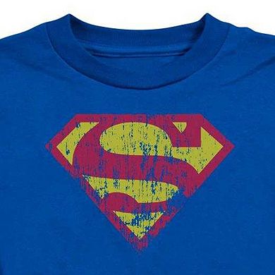Superman Classic Logo Distressed Short Sleeve Toddler T-Shirt