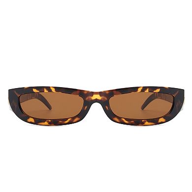 Retro Rectangle Narrow Tinted Sunglasses