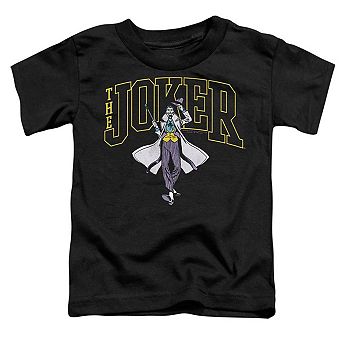 Batman Joker Varsity On Black Short Sleeve Toddler T-Shirt