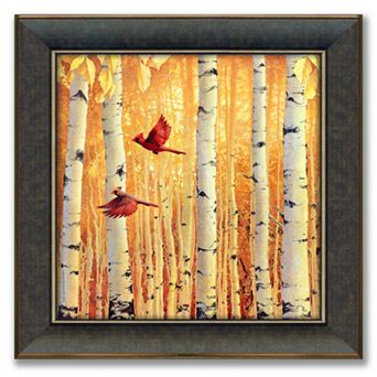 "Cardinals" 14" x 14" Framed Canvas Art