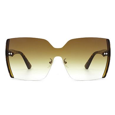 Oversized Retro Square Half Frame Women's Sunglasses