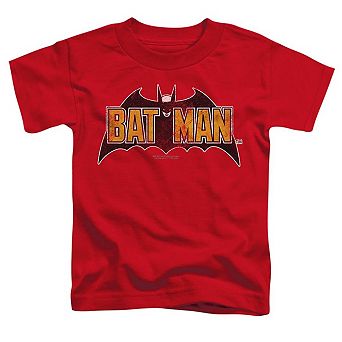 Batman Vintage Bat Logo On Red Short Sleeve Toddler T-Shirt