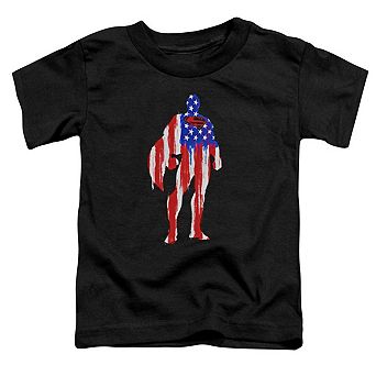 Superman Flag Silhouette Short Sleeve Toddler T-Shirt