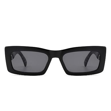 Retro Narrow Rectangle Flat Top Slim Sunglasses