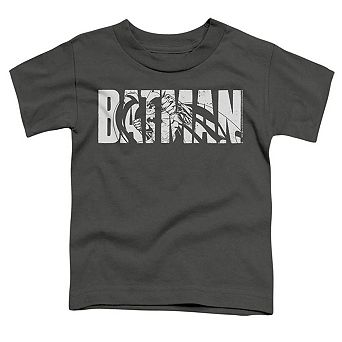 Batman Text On Gray Short Sleeve Toddler T-Shirt