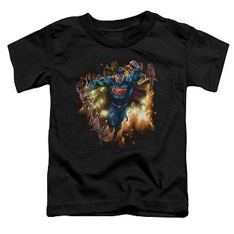 Superman Blasting Through Short Sleeve Toddler T-Shirt