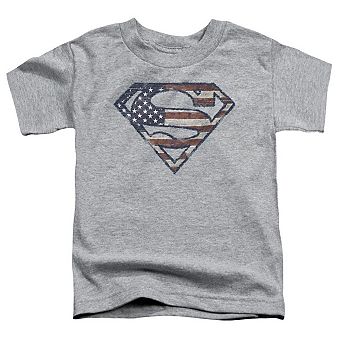 Superman War-Torn Flag Short Sleeve Toddler T-Shirt