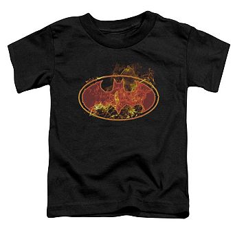 Batman Flames Logo Short Sleeve Toddler T-Shirt