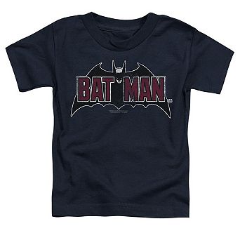 Batman Vintage Bat Logo On Navy Short Sleeve Toddler T-Shirt