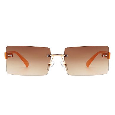 Rectangle Retro Rimless Tinted Square Sunglasses