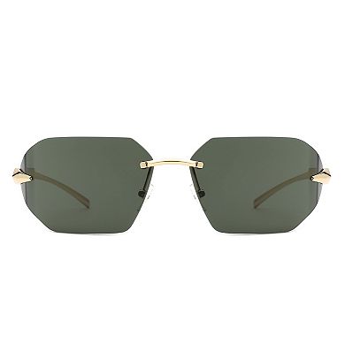 Rimless Square Wrap Around Fashion Sunglasses