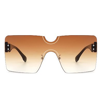 Oversized Retro Square Rimless Flat Top Sunglasses